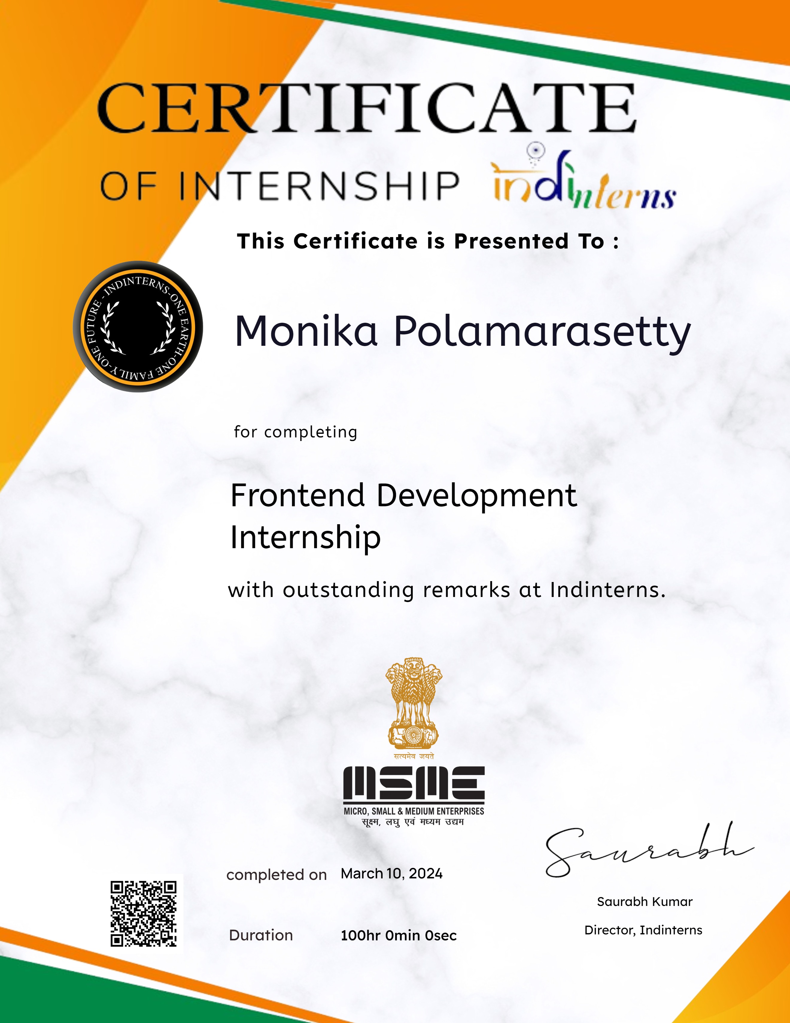 Frontend Development Internship