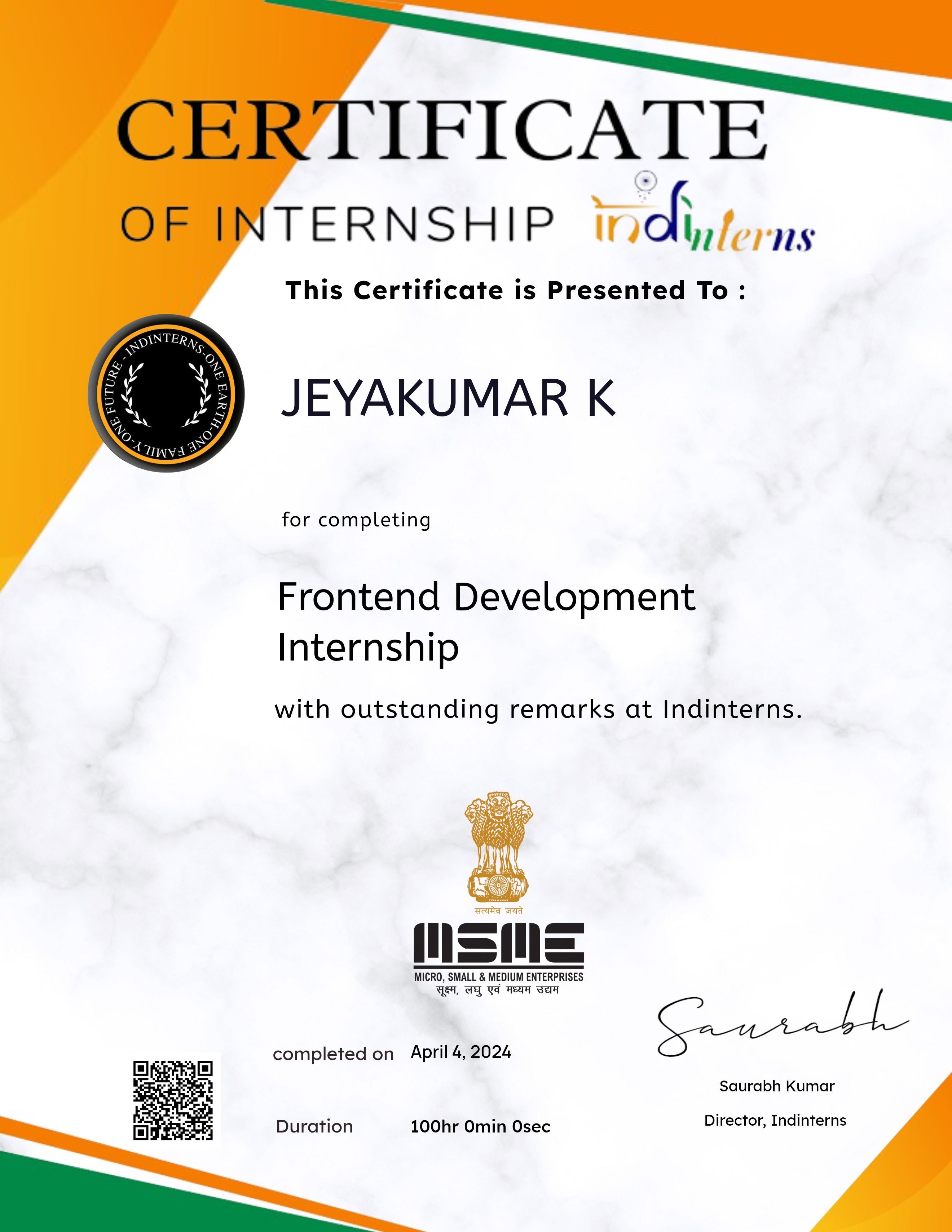 Frontend Development Internship